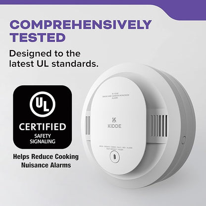 Kidde Smoke & Carbon Monoxide Detector, 10-Year Battery Powered, Voice Alerts, LED Warning Light Indicators, 2 Pack