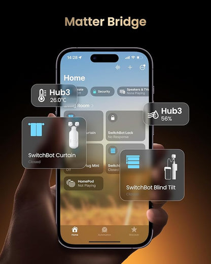 SwitchBot Blind Tilt & Hub 3 Kit: Solar-Powered Smart Blinds with Matter Support, Light Automation & Voice Control for Complete Home Management