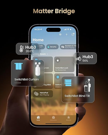 SwitchBot Hub 3 (3rd Gen), Smart Home Hub with 2.4" IPS Screen & Knob Control, WiFi Thermometer Hygrometer, IR Remote Hub (Matter/Bluetooth 200m), Alexa/Google/Apple Home Compatible