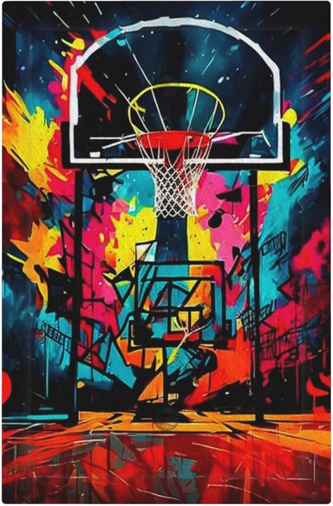 Decorative Light Switch Plate Covers Colorful Graffiti Basketball Sport Basket Hippie 1 Gang No Device Single Blank Outlet Covers Wall Plate Light Switch Cover Plate Faceplate for Home Decor