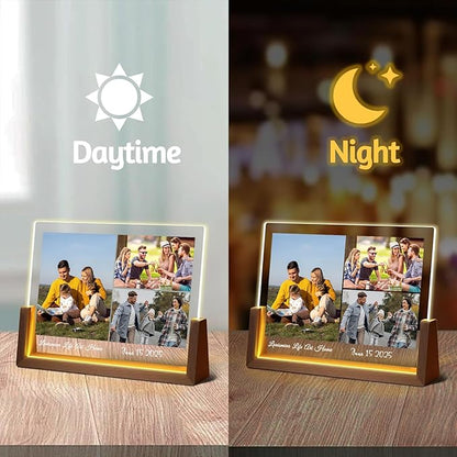 LOUISMIAA Customized Picture Frames with Night Light,Decorative Plaque Anniversary Birthday Mother’s Day Father’s Day Valentine’s Personalized Gifts for Boyfriend Girlfriend Couple Wife Women Same Day Shipping