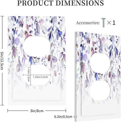 Purple Eucalyptus Watercolor Floral Rustic Leaf Outlet Covers 1 Gang Duplex Light Switch Cover Decorative Switch Plates Electrical Receptacle Faceplate Wall Plate for Farmhouse Home Decor