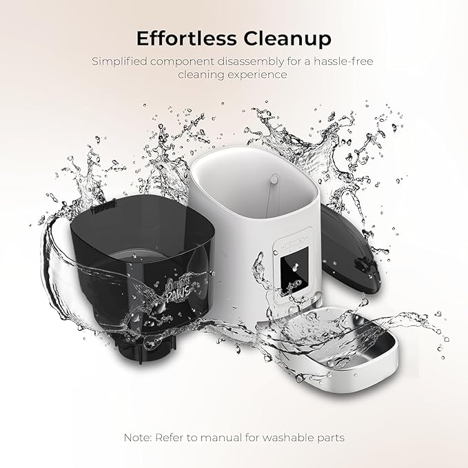 Smart HD Automatic Cat Feeder with 1080P Camera & Night Vision, 2-Way Audio, WiFi App Control, Anti-Jam 6L Cat Feeder with Backup Power, Easy to Clean, Up to 15 Meals for Cat & Dog, White Stainless