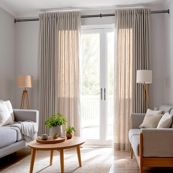 Tension Curtain Rod 51-145In(4.25-12.08Ft), Extra Long Curtain Rod No Drilling for Window or Bathroom Patio, Adjustable Spring Shower Curtain Rod, Easy to Install Never Rust Rod Diameter 1.26In-Black