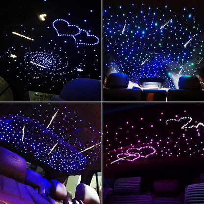 Split Starlight Headliner Kit with Meteor & Music Effect, 22W 3+10 Holes RGBW 1050pcs 0.02in x 4.9ft Fiber Optic Lights Kit, Star Light Headliner Kit for Car Truck Jeep, App & Remote
