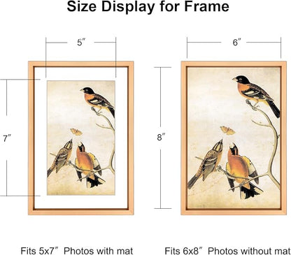 6x8 Picture Frame, Gold Aluminum Metal Photo Frames with HD Glass, Fits 5x7 with Mat or 6 x 8 without Mat, Display for Wall and Table