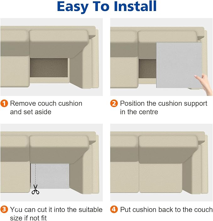Couch Cushions Support for Sagging Seat 20"X 20"Insert pads Supports Board Sofa Furniture seat Cushion Under Sag Repair, Curved High Density Foam Replacement for Sectional Loveseat Chair Gray Set of 1