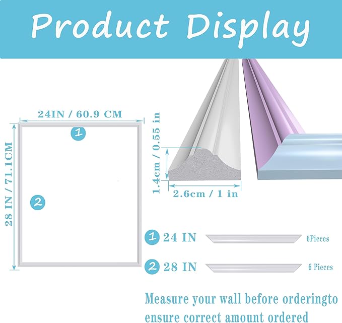 3 PCS Premade Wainscoting Panels Peel and Stick Accent Wall Panels for Interior Wall Decor Easy DIY Build and Batten Chair Rail & Picture Frame Door Decor(24 x 28 in)