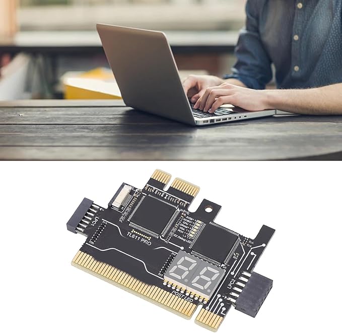 TL611 Pro Mainboard Debug Card, Diagnostic & Analyzer PC Kit, 4 Digit Post Card with LED Indicators for Laptop, PCI E, PC Computer Motherboard Testing