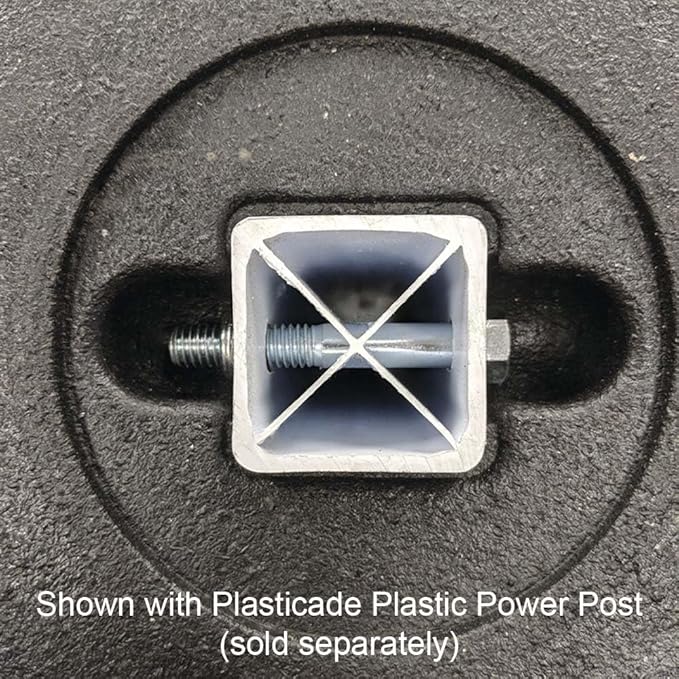 Plasticade Recycled Rubber Base Portable Sign Stand System, 60 lbs with 72" Power Post Plastic Signpost for Parking Lots, Sidewalks, and Traffic, Durable and Resistant to Weathering, Black