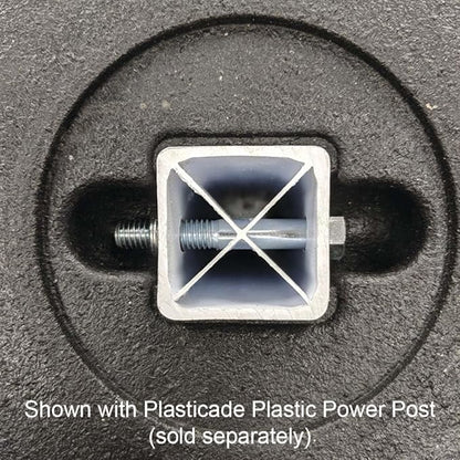 Plasticade Recycled Rubber Base Portable Sign Stand System, 60 lbs with 72" Power Post Plastic Signpost for Parking Lots, Sidewalks, and Traffic, Durable and Resistant to Weathering, Black