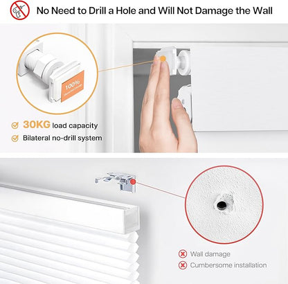 LazBlinds No Drill Blinds for Indoor Windows, Blackout Roller Shades, Cordless Window Blackout Blinds, Thermal Insulated Fabric UV Protection for Home and Office, 42" W x 72" H, White