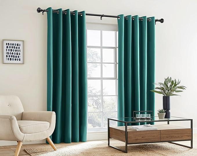 TONIAL Black Curtain Rod 32 to 120 Inches, 7/8 Adjustable Curtain Rods for Windows 20 to 116 Inches, Splicing Drapery Rods Heavy duty with Netted Texture Finials