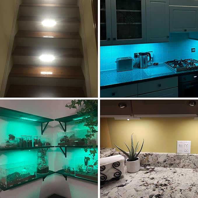 SZOKLED Motion Sensor Under Cabinet Lights, 58-LED RGB Closet Lights Wireless, 1100mAh Rechargeable Under Cabinet Lighting Dimmable Night Lights for Kitchen,Bedroom,Wardrobe,Hallway,Stairs (2 Pcs)