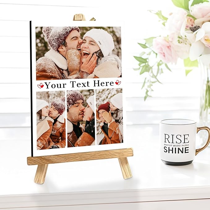 Custom Photo Frame with Stand, Personalized Picture Display, MDF and Wood Construction, Desktop Decor, Multiple Designs, Customizable Gift for Family and Friends