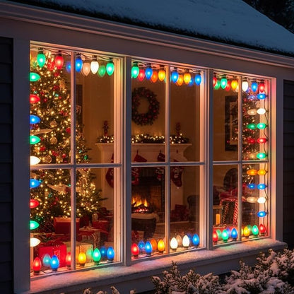 C7 LED Christmas Lights Replacement Bulbs, 25 Pack 0.6w C7 Ceramic Multicolor Light Bulbs with E12 Candelabra Base, Vintage Colored Light Bulbs for Indoor/Outdoor Christmas String Lights