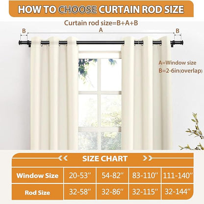 TONIAL 2 Pack Curtain Rods 32 to 58 Inch, Telescoping Splicing 3/4 Inch Single Rods for Windows Decorative Drapery Rod with Small Finial, Black