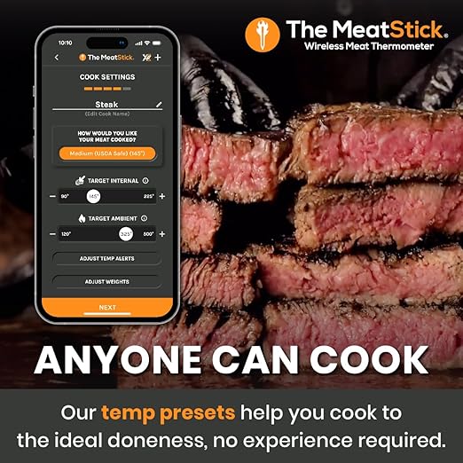 MeatStick X WiFi Travel Kit [Unlimited Range] | Duo Sensors Smart Wireless Meat Thermometer with Bluetooth | for Smoking, Grilling, BBQ, Air Fryer, Deep Frying, Oven, Sous Vide, Rotisserie