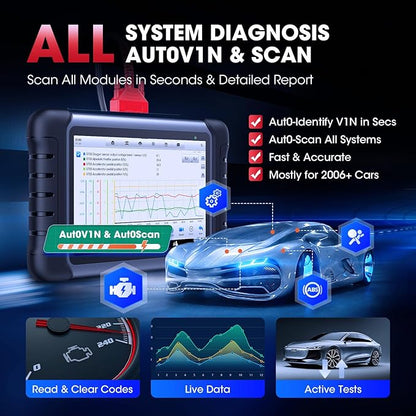 Autel Scanner MaxiCOM MK808S: 2026 Bidirectional Tool as MK808BT Pro MX808S M808Z, Work as MaxiCheck MX900 MK900BT, 28+ Service, Active Test, All System Diagnose, Injector C0ding, FCA Autoauth OS 11