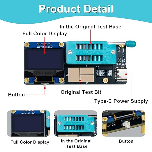 GM328 Transistor Tester – Mosfet Transistor Capacitor Tester, LCR/ESR Meter, SMD Electronic Component Tester for Diode/MOSFET/Capacitor/Resistor (PNP/NPN/Triode/Zener)