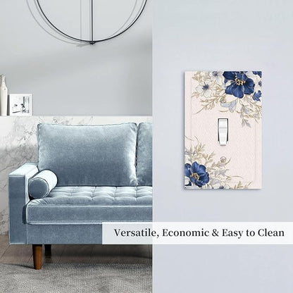 Decorative Light Switch Cover Plate Rustic Blue White Flowers Floral Penoy 1 Gang Wall Plate Oversized Single Toggle Wall Cover Plate Jumbo Electrical Switchplate Face Plate