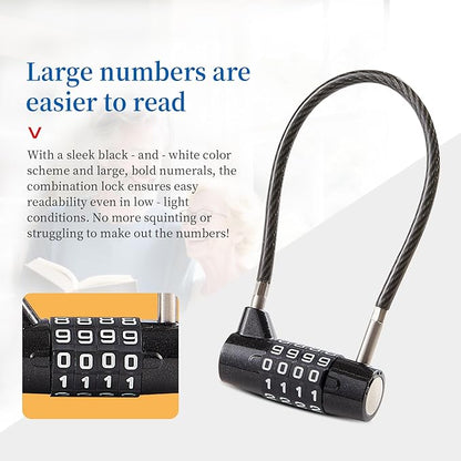 Combination Lock Cable Lock with 4 Digits Cabinet Lock with 3.5" Durable Cable Ideal for lockers, Gym, gate, Fence, Toolbox, case, hasp Storage and Outdoor（Blue） (3.5")