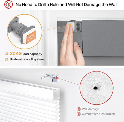 LazBlinds No Drill Blinds for Indoor Windows, Blackout Roller Shades, Cordless Window Blackout Blinds, Thermal Insulated Fabric UV Protection for Home and Office, 26" W x 72" H, Grey