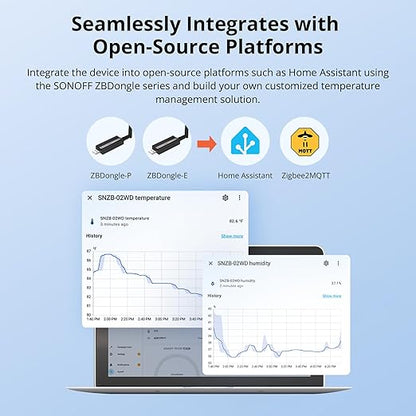 SONOFF SNZB-02WD IP65 Zigbee LCD Smart Temperature Humidity Sensor, Waterproof for Greenhouse/Bathroom, App Monitoring with Charts, Flexible Installation