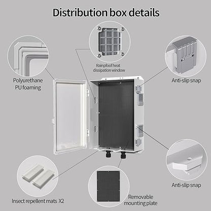 Outdoor Electrical Junction Box, ABS Water Resistant Enclosure with Internal Mounting Panel & Hinged Cover, 15.7" H* 11" L* 5.9" W