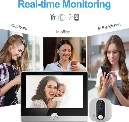 WALFRONT WiFi Door Viewer Smart Peephole Camera Motion Detection 1080P 4.3 Inch Color LCD Two Way Intercom Night Wide Angle 128G Card Supported
