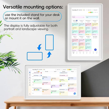 Digital Calendar, 15.6 Inch Wall Planner Electronic Calendar & Chore Chart, Smart Touchscreen Interactive Display for Family Schedules, Great for Organizing Your Routines, Wall & Desk Mountable White