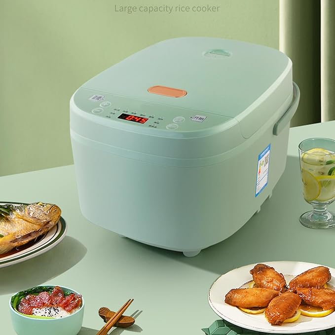Rice Cooker, Smart Cooker with Steamer, Non-Stick Cooking, High Temperature Resi, 5L, One-Button, Meat, Noodles, Soup
