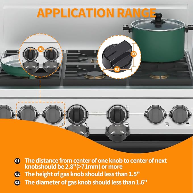 Gas Stove Knob Covers – Heat-Resistant Baby Proof Stove Knob Covers, Universal Size Gas Stove Knob Locks, Stove Child Proof Knobs with Adhesive, Stove Safety Guard for Kids Toddler Pet(4 Pack)