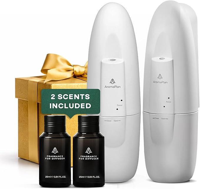 AromaPlan 5 Star Collection Plug in Waterless Diffuser (2 Fragrances Included)-Cold Air & Waterless Diffusers for Home & Office- Silent Wall Diffuser Plug in (2 Devices +2 Scents)