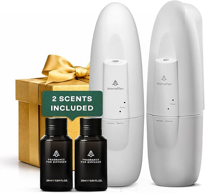 AromaPlan 5 Star Collection Plug in Waterless Diffuser (2 Fragrances Included)-Cold Air & Waterless Diffusers for Home & Office- Silent Wall Diffuser Plug in (2 Devices +2 Scents)