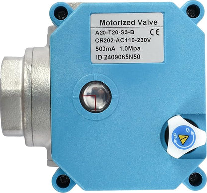 U.S. Solid 3/4" 3 Way Stainless Steel Motorized Ball Valve AC110-230V, L Type Water Shutoff Valve with Manual Function, Standard Port