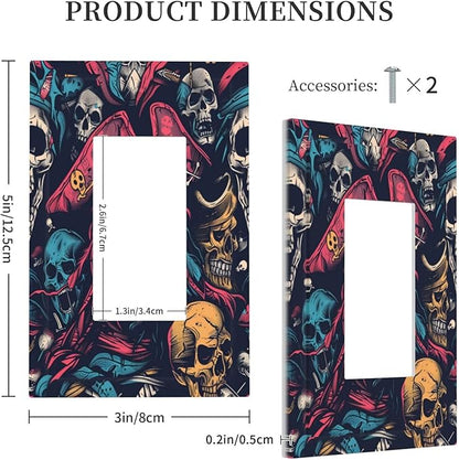 Decorative Outlet Covers Pirate Colourful Skeleton Red Hat 1 Gang Single Rocker Light Switch Cover Plate Wall Plates Gfci Faceplate For Farmhouse Cabin Decor