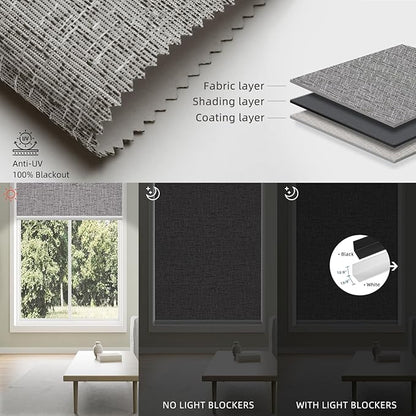 SmartWings Motorized 100% Blackout Shades Blinds, Custom Size, Cordless Window Shades with Rechargeable Battery, Work with Matter/Apple HomeKit, Alexa, Thread/Zigbee, Remote Optional, afar Midnight