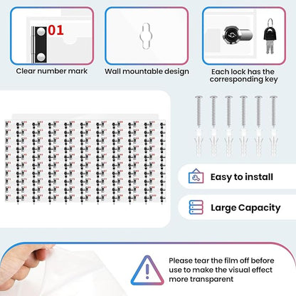 100 Slots Cell Phone Locker Box for Classroom Clear Acrylic Cell Phone Storage Cabinet with Door Locks and Keys for Classroom School Students Office Factory Employees