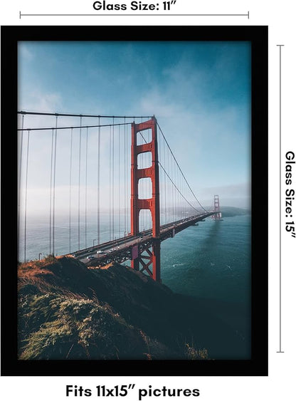 Americanflat 11x15 Picture Frame with Shatter-Resistant Glass - Signature Collection - Gallery-Style Frames Made of Engineered Wood - Photo Frame for Wall Display - Black
