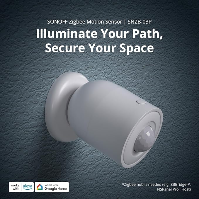 SONOFF SNZB-03P Zigbee Motion Sensor, 3-Year Battery Life, for Alert System and Automations Wireless Motion Detector, SONOFF Zigbee Bridge Required, Batteries Included(2 Pack)