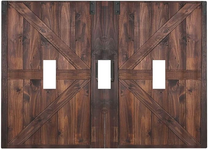 Decorative Light Switch Cover Plate Vintage Brown Farmhouse Barn Door 3 Gang Wall Plates for Electrical Outlets Triple Toggle Switch Plate Covers Outlet Covers Faceplate for Bedroom Home Decor