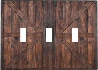 Decorative Light Switch Cover Plate Vintage Brown Farmhouse Barn Door 3 Gang Wall Plates for Electrical Outlets Triple Toggle Switch Plate Covers Outlet Covers Faceplate for Bedroom Home Decor