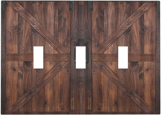 Decorative Light Switch Cover Plate Vintage Brown Farmhouse Barn Door 3 Gang Wall Plates for Electrical Outlets Triple Toggle Switch Plate Covers Outlet Covers Faceplate for Bedroom Home Decor