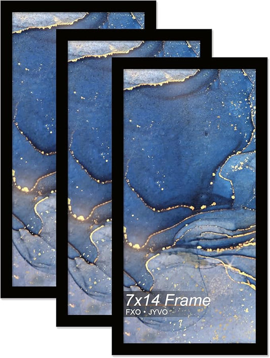 7x14 Picture Frame Set of 3, Black Frame for 7 x 14 Inch Picture Poster Photo, Light Weight and High Transparent 7 by 14 Frame for Wall - 3 Pack/Black/7"x14"