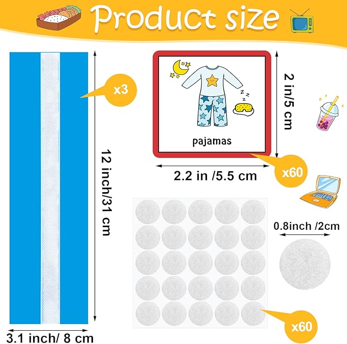 Geyee 60 Pcs Visual Schedule Cards Daily Routine Chart Visual Planner Cards Bulk for Autism Learning Materials Asperger's ADHD Home Education Behavioral Tool(Blue)