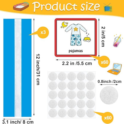 Geyee 60 Pcs Visual Schedule Cards Daily Routine Chart Visual Planner Cards Bulk for Autism Learning Materials Asperger's ADHD Home Education Behavioral Tool(Blue)