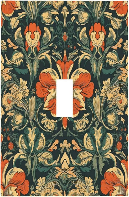 Light Switch Cover William Morris Abstract Floral Plant Pattern Orangeyellowgreen 1 Gang Single Toggle Device Electrical Faceplate Switchplates Decorator Outlet Wall Plate for Bedroom