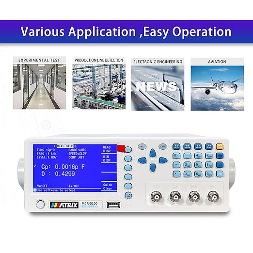 MATRIX LCR Meter, Capacitance Meter 40Hz-100kHz, Inductance Meter Accuracy 0.1%, Digital Multimeter with 32-Bit Core Processor, Electronic Component Tester 30Ω/100Ω Two Output Resistance, MCR-5100