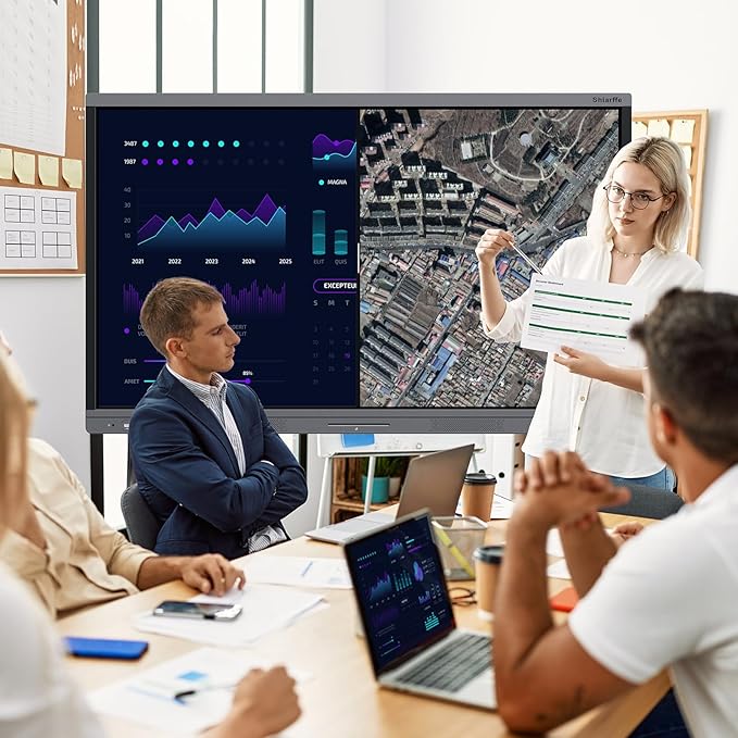 Shiarffe X5 Smart Board 4K Interactive Whiteboard EDLA-Certified All-in-One Touchscreen Digital Display Built-in 48MP Camera Mics and Speaker for Classrom Hybrid Work